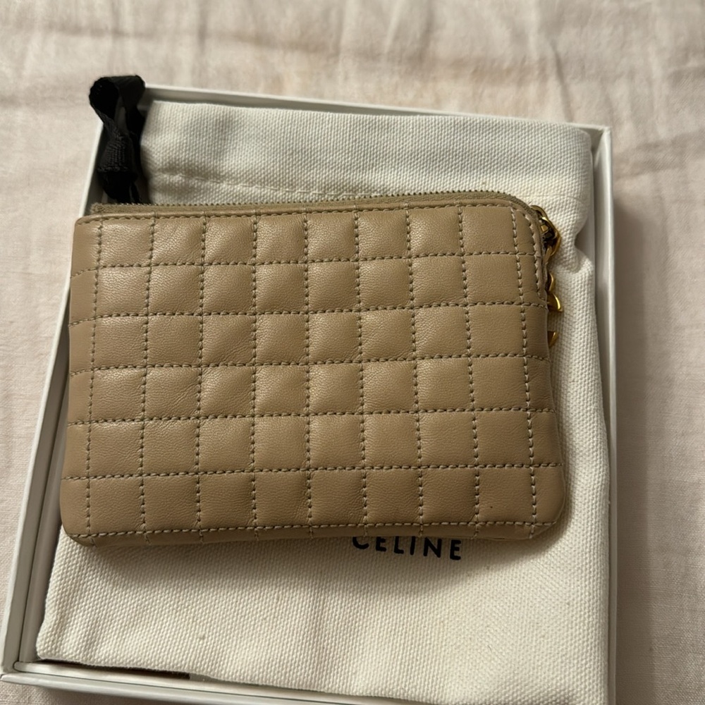 Celine small card holder. Cream